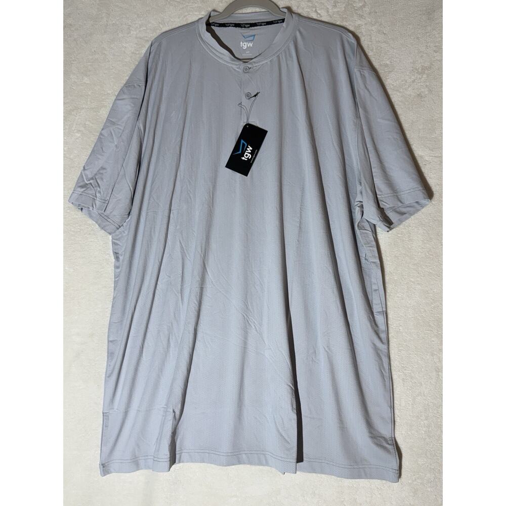 Men’s TGW Cooling Textured Polo Golf Shirt Gray Size 3XL Tall New Mock Collar